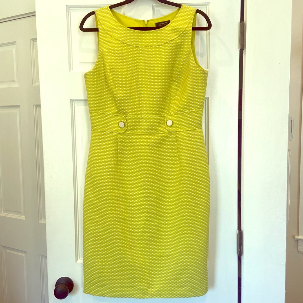 Tahari Chartreuse work dress - size 8